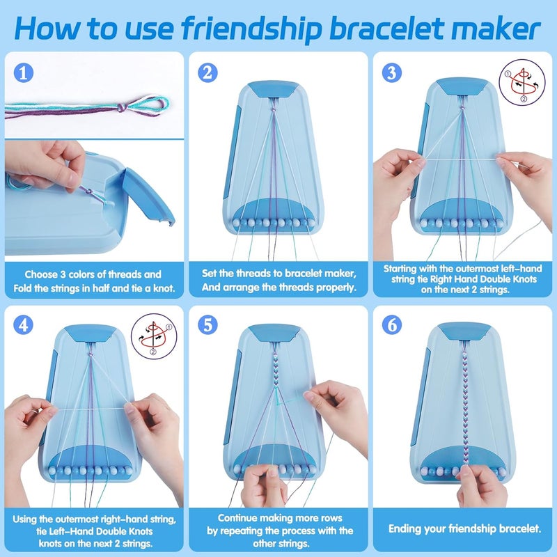 Maynacs Arts and Crafts for Kids Ages 8-12,Friendship Bracelet Making Kit for Girl,Kids Jewelry Making Kit with 28 Pre-Cut Threads,Christmas Birthday Gifts for Ages 6 7 8 9 10 11 12 Year Old Light Blue - Image 5